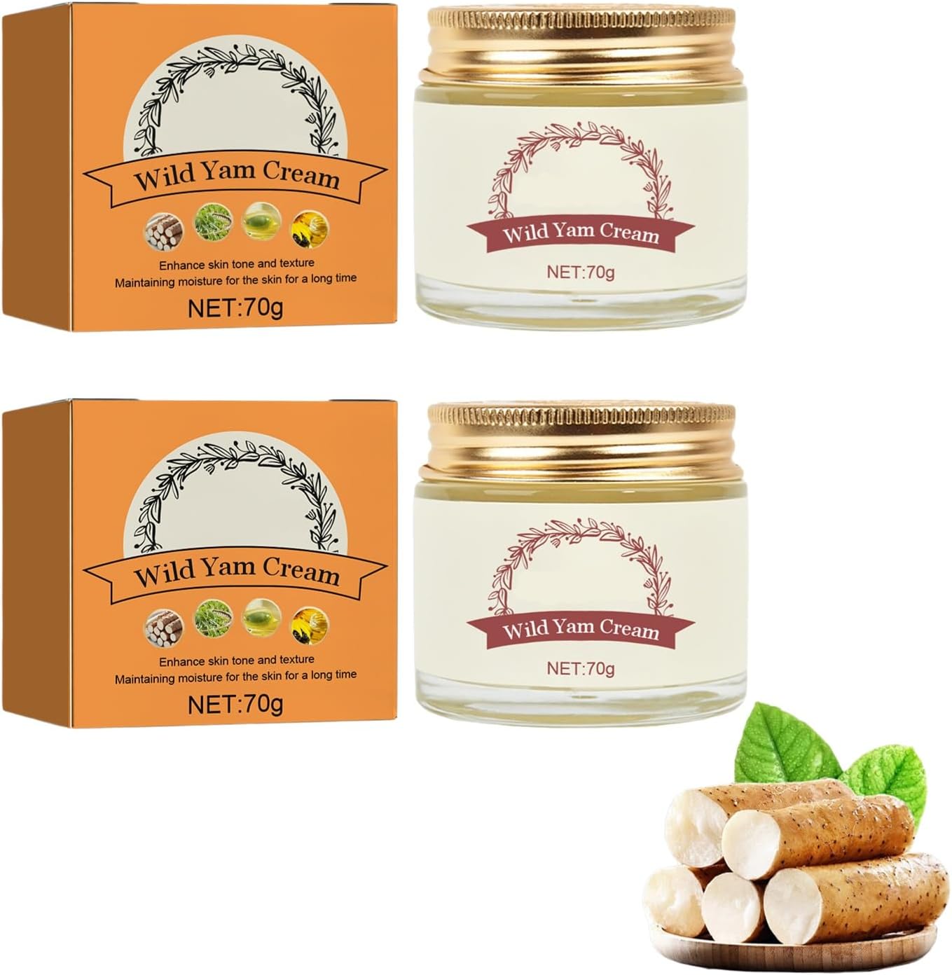 Gbbazu 2PCS Wild Yam Cream - Annas Wild Yam Cream Organic for Hormone Balance,Women's Organic Wild Yam Root Cream for All Skin Types