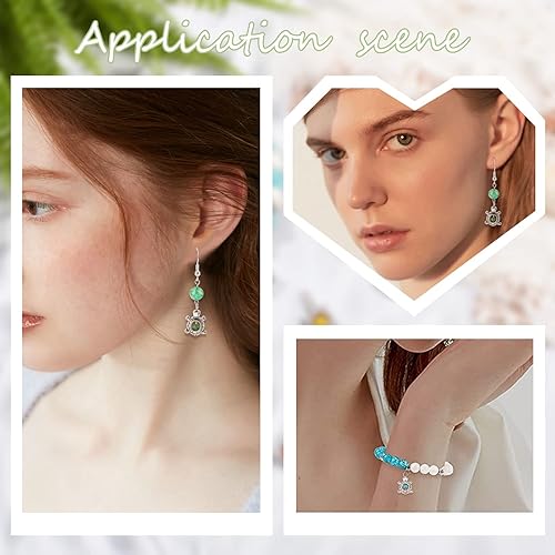 Miniatura 5 de SUNNYCLUE 1 caja de 50 dijes de tortuga, cuentas de tortuga a granel, dijes de tortugas marinas, cuentas de piedras preciosas sintéticas turquesas,