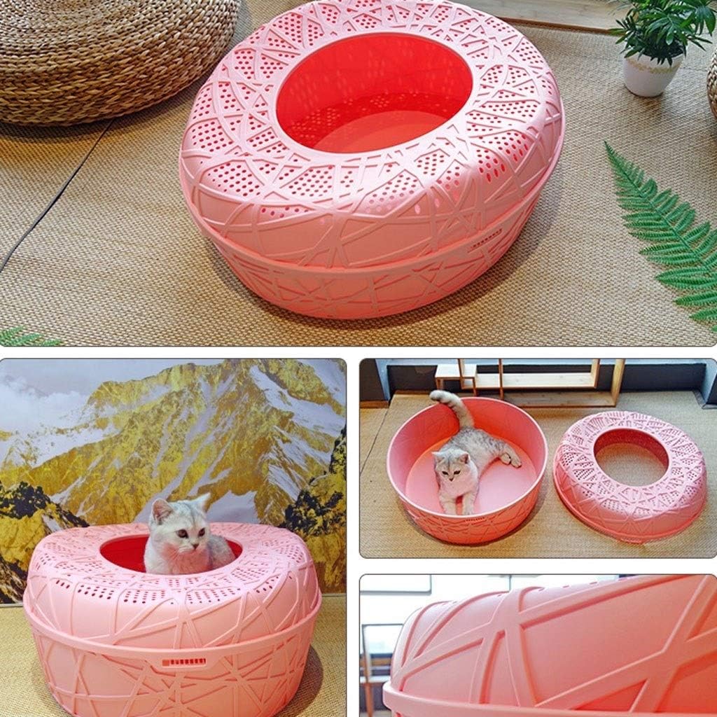 Top Entrance Cat Toilet Large Pet Trash Can Cat Toilet Pet Supplies Multicolor Optional Cat Litter Pan (Pink)