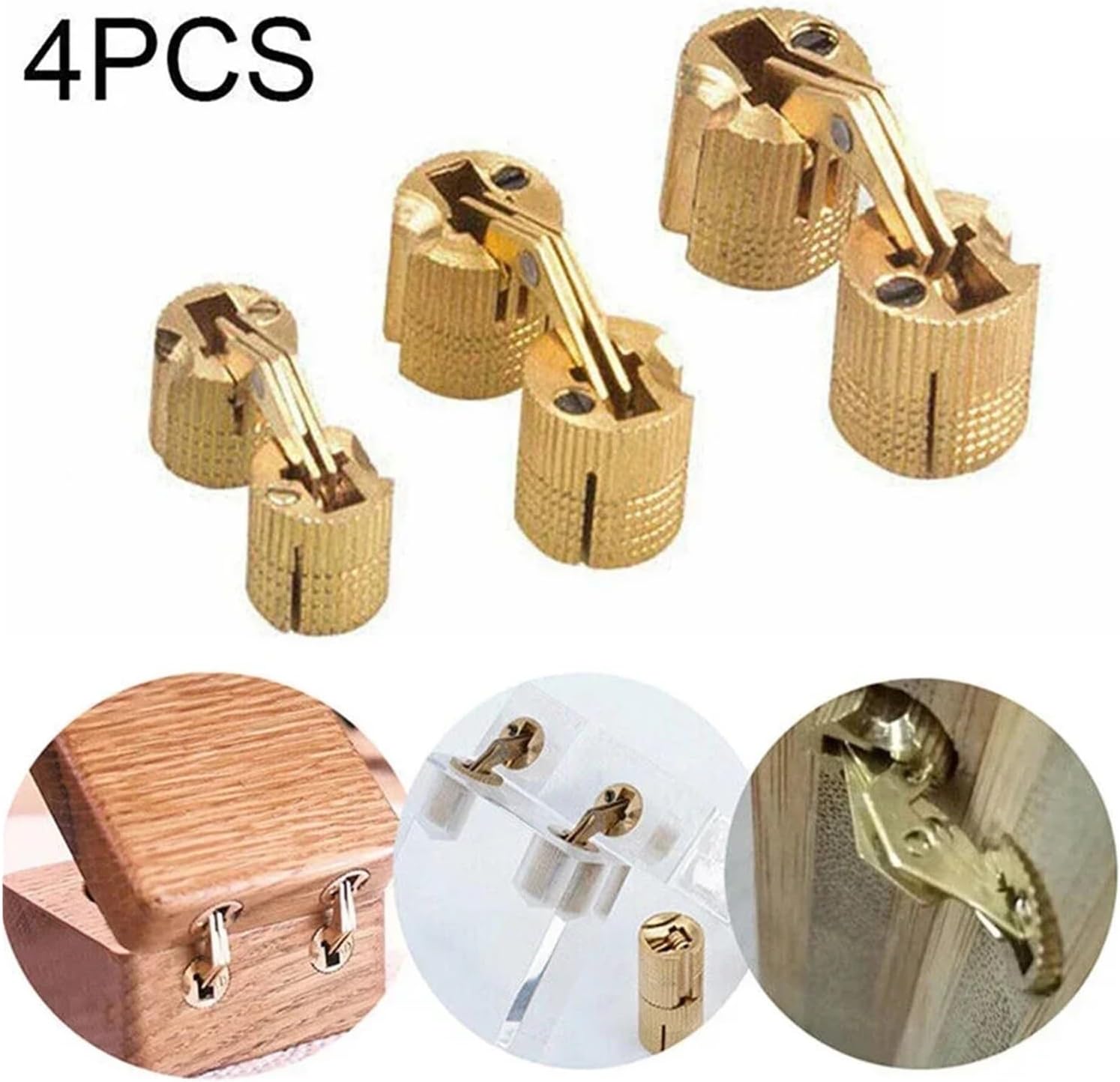 4pcs Wooden Box Hinges Gift Jewelry Barrel Cabinet Invisible Door Concealed Hinge Furniture Hardware(8mm)