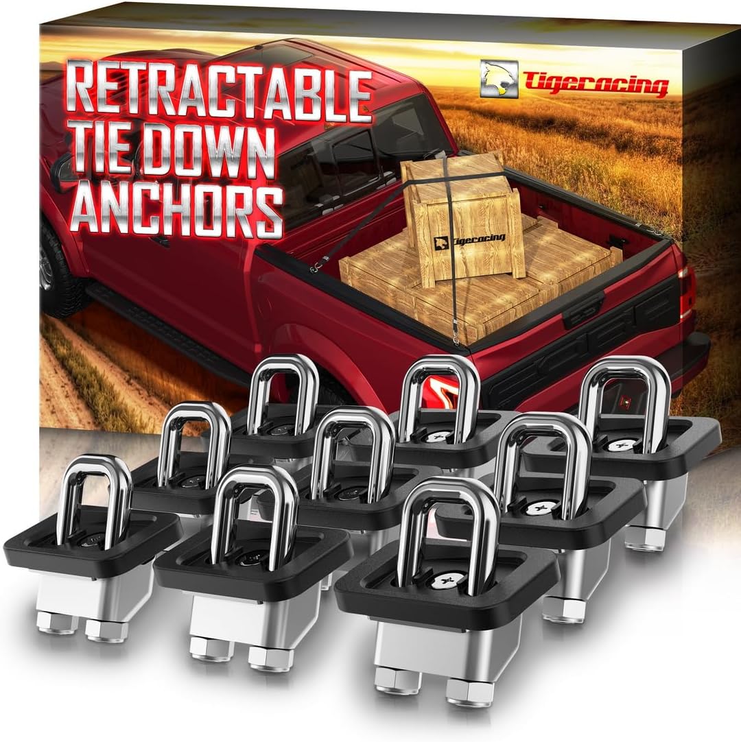 Inner Bed Tie Down Anchors Retractable Truck Bed D Ring Compatible with 2007+ Silverado & Sierra 1500 2500 3500/2015+ Colorado & Canyon - 3000LBS Capacity Only Fit SideWall of 9