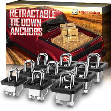 23146899 Inner Bed Tie Down Anchors Retractable Truck Bed Side Wall, Not Fit Top Rail - D Ring- All Metal 3000 LBS Capacity 9 Pieces