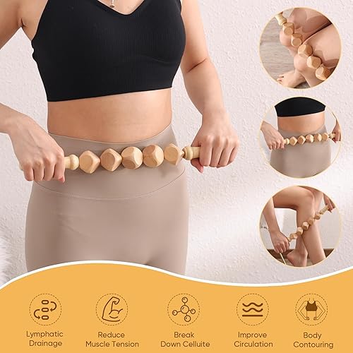 Miniatura 4 de Herramientas de masaje de terapia de madera, kit de maderoterapia de madera, masajeador de drenaje linfático, herramientas de escultura corporal