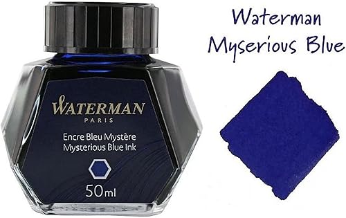 Vista 2 de Waterman Tinta azul misteriosa para pluma estilográfica, botella de 1.7 fl oz, experiencia de escritura prémium para todas las plumas estilográficas