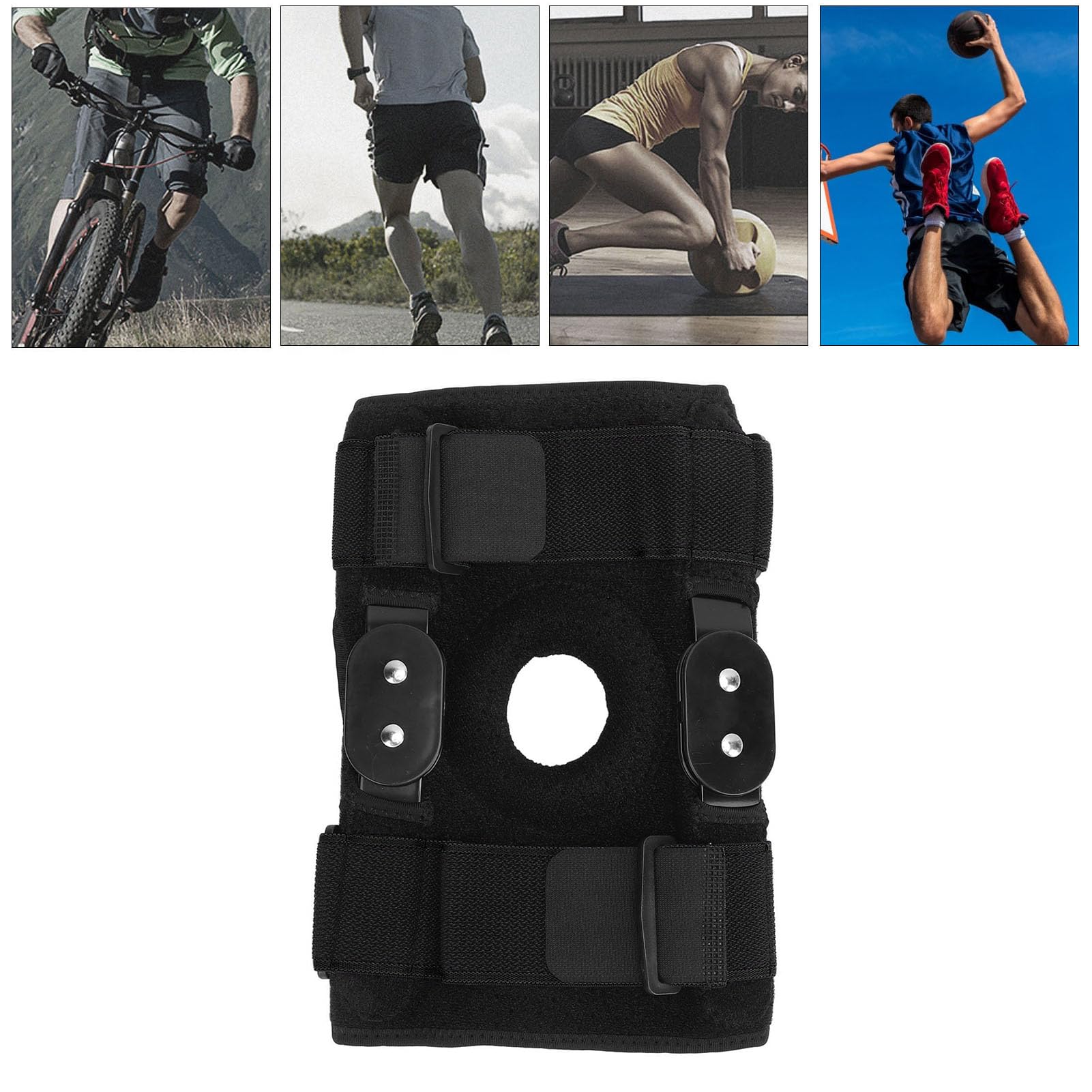 lvifloae Protective Knee Pad Foldable Aluminum Plate Shock Absorbing Anti Slip Strap Breathable Knee Brace for Running Basketball Riding (Black)