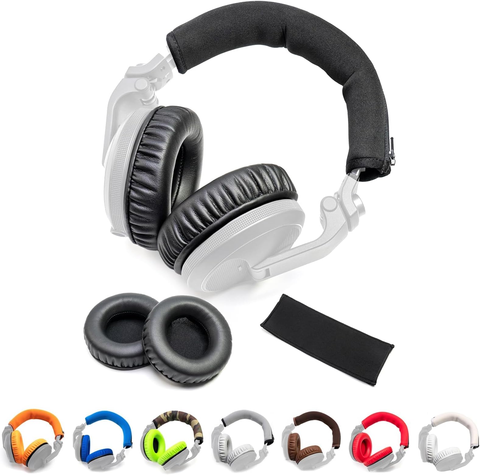 Thick Soft Protein Leather Ear Pads & Headband Cushion Cover Replacement Kits Compatible with Pioneer HDJ-X5 X5BT HDJ-X7 X7BT HDJ-X10 DJ Headset Headphone,with Memory Foam Filling (EarPads+Headband)