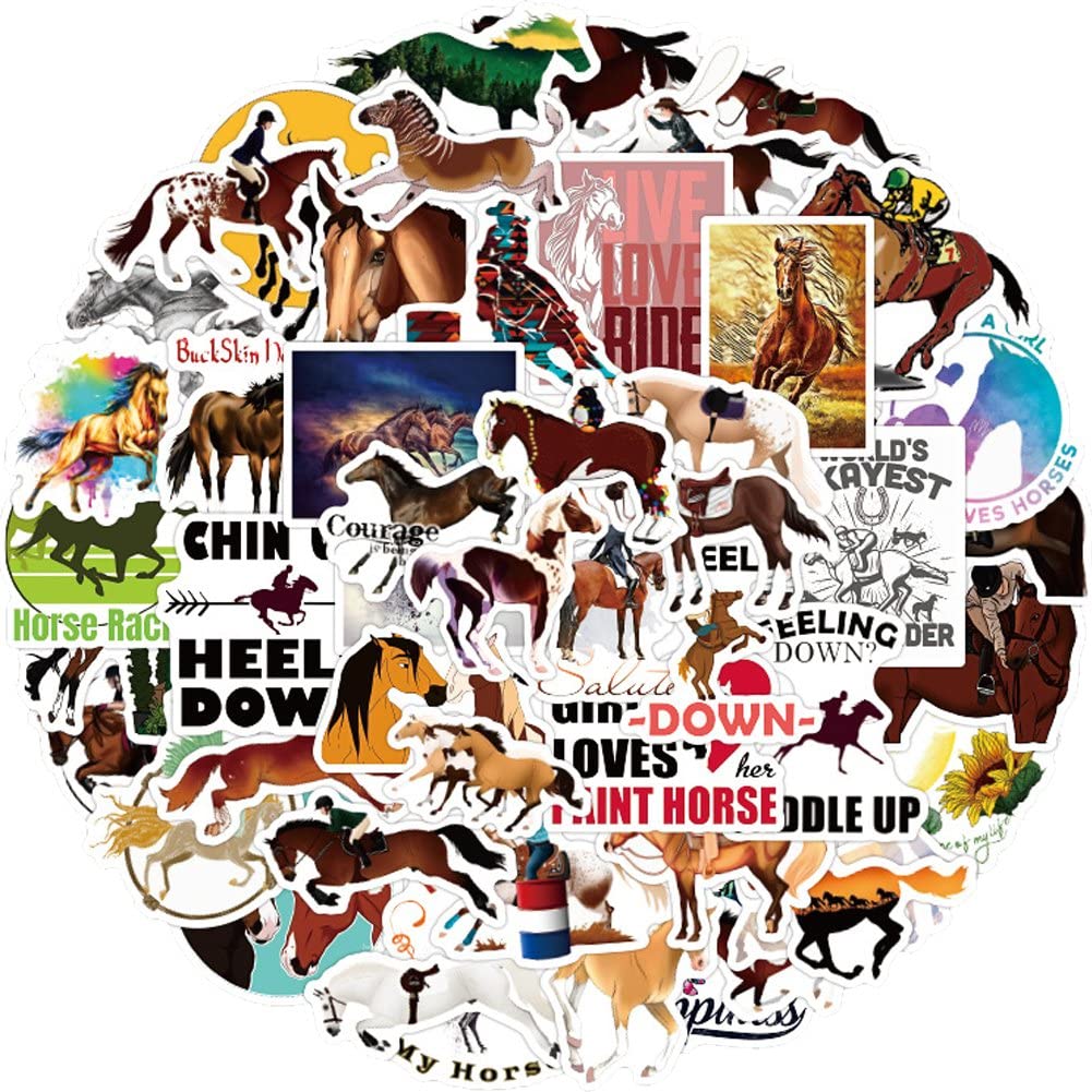 Danlai 50 Pcs Horse Stickers Vinyl Scrapbooking Stickers Decal for Laptop Water Bottles Luggage Computer Cellphone Skateboard Guitar