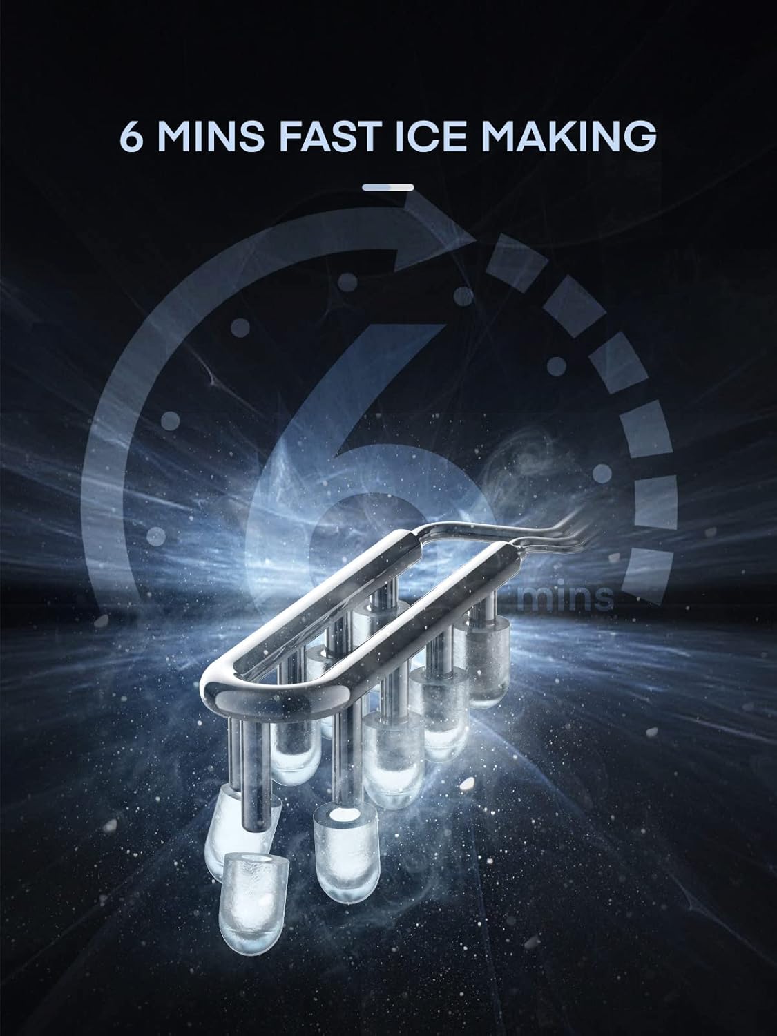 Ice maker producing ice in 6 minutes