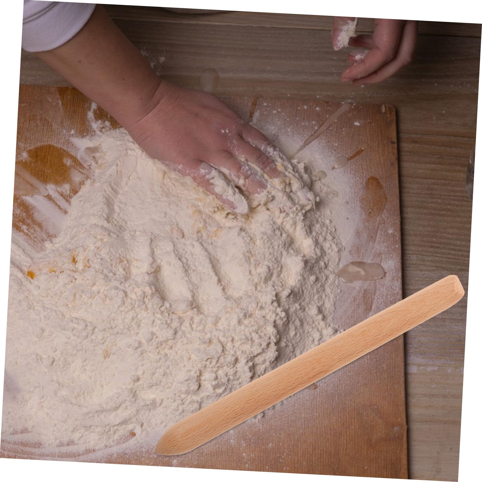 Bâtonnet Mélangeur Ustensile Sûr et Essentiel en Bois Beige 28cm pour Pâte à Pain Cuisine Fabrication du Pain Levain