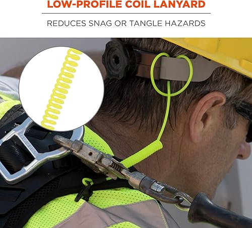 Miniatura 4 de Cordón en espiral con extremo de abrazadera, diseño sin enganches, se fija fácilmente a cascos duros, herramientas o pequeños objetos de valor,