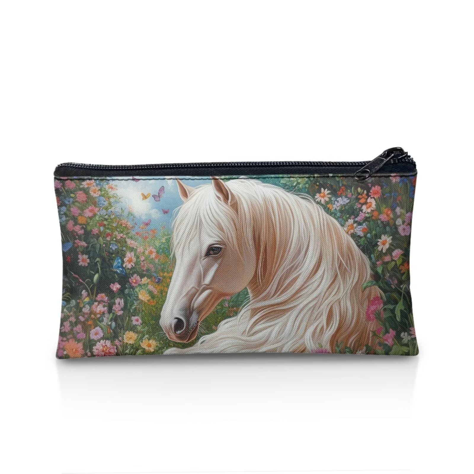 POLERO Horse Pencil Case Girls Secondary School Supplies Floral Pencil Pouch Zipper Slim Stationery Stuff — image 1