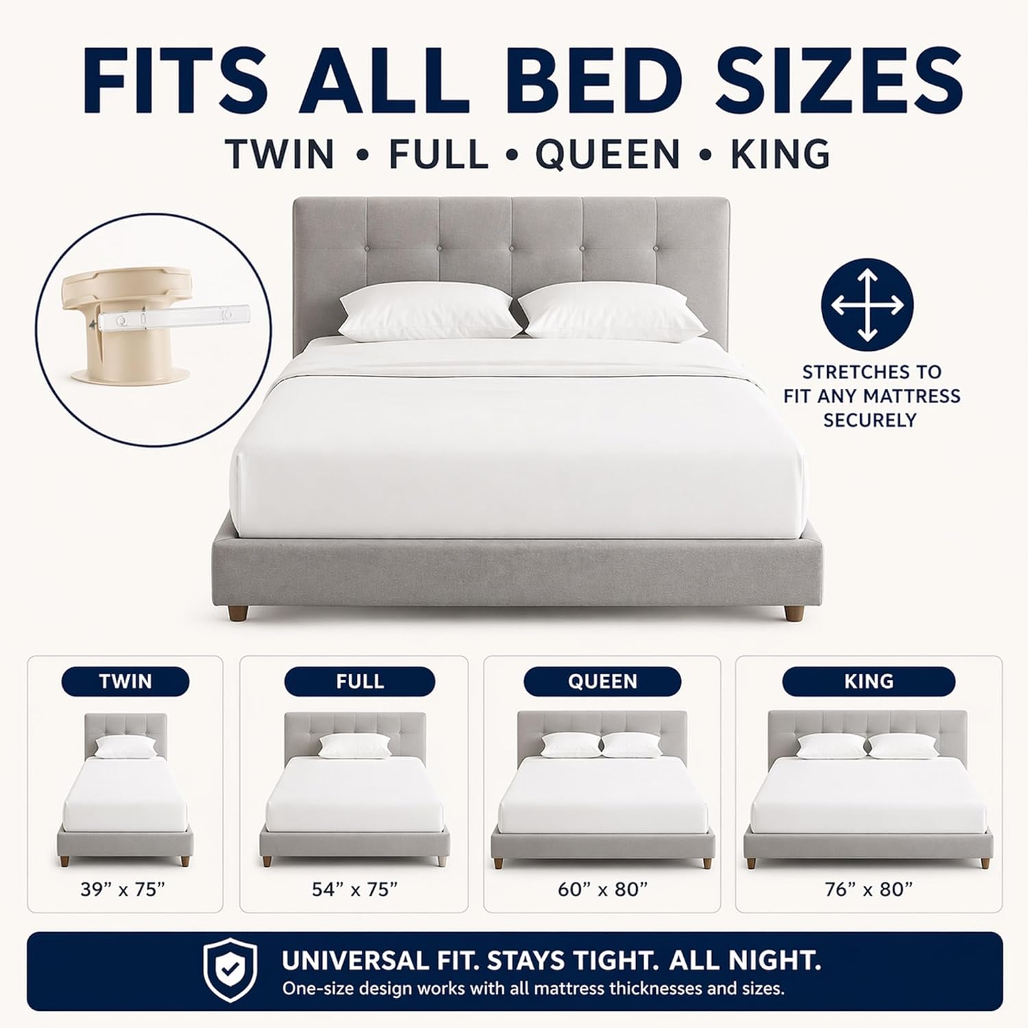 Bed Sheet Holders with Lock Strips – Sheet Straps & Fitted Sheet Clips for Corners, Heavy Duty Bed Sheet Grippers & Mattress Sheet Grippers to Keep Sheets on Bed, Fits King Queen