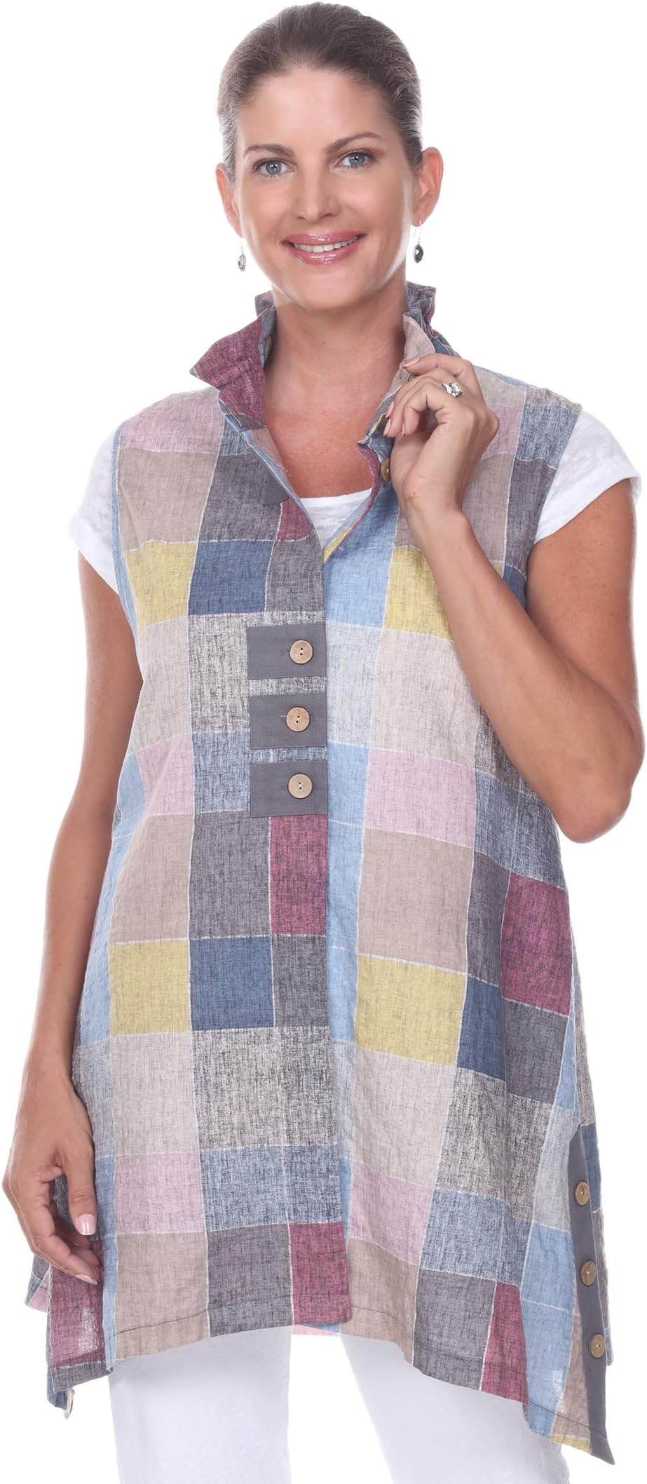 Terra-Sj ApparelWomen's Sleeveless Tunic with Convertible Collar