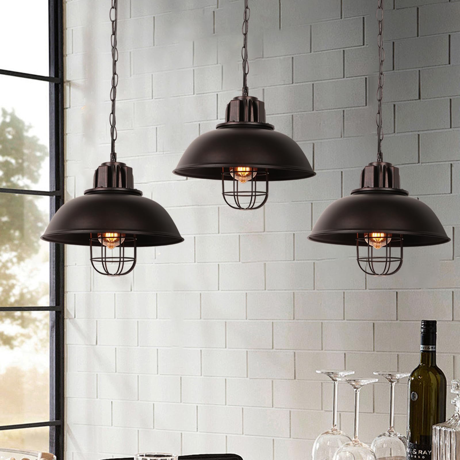 iDEGU Hanglamp E27 kroonluchter industriële plafondlamp 33 cm zwart vintage hanglamp voor woonkamer, keuken, restaurant, café en bar (Z roest - 33 cm