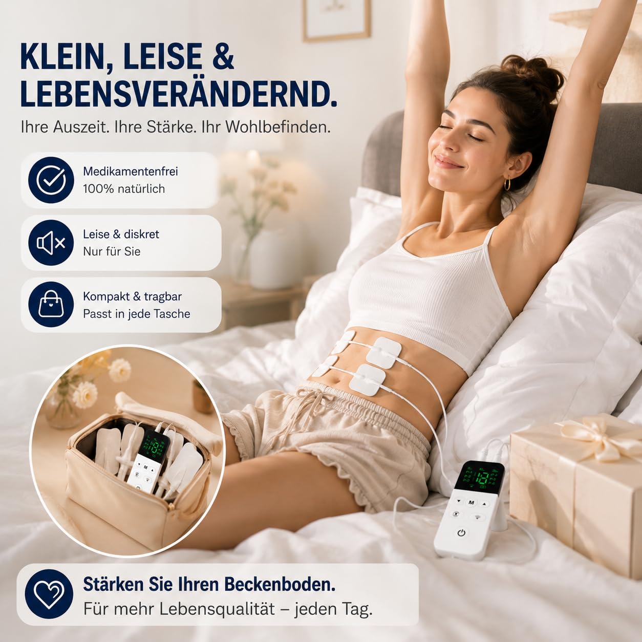 3-in-1 Beckenbodentrainer für Frauen – EMS, Rotlicht & Vibrationsmassage | Elektrischer Kegeltrainer zur Stärkung der Beckenbodenmuskulatur, Blasenkontrolle und Rückbildung nach der Geburt