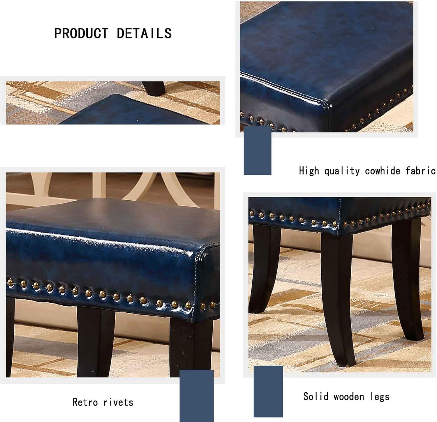 Change Shoe Bench,Vintage Leather,Fabric Square Stool Vanity Stool Dressing Stool Footstool Functional Chair,Bearing 100kg（45cm*36cm*45cm）