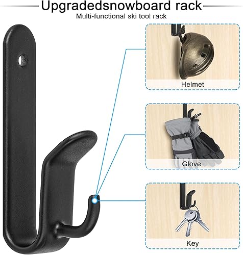 Miniatura 14 de Clips de montaje en pared para snowboard, soporte de pared horizontal para patineta, soporte de exhibición de snowboard para habitación, garaje 4