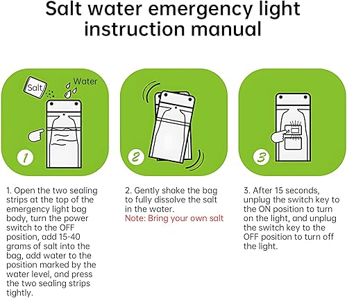 Miniatura 4 de Lámpara de emergencia con luz de sal de agua, linterna LED alimentada por sal, 50 lúmenes LED linterna de camping para cortes de energía Pesca