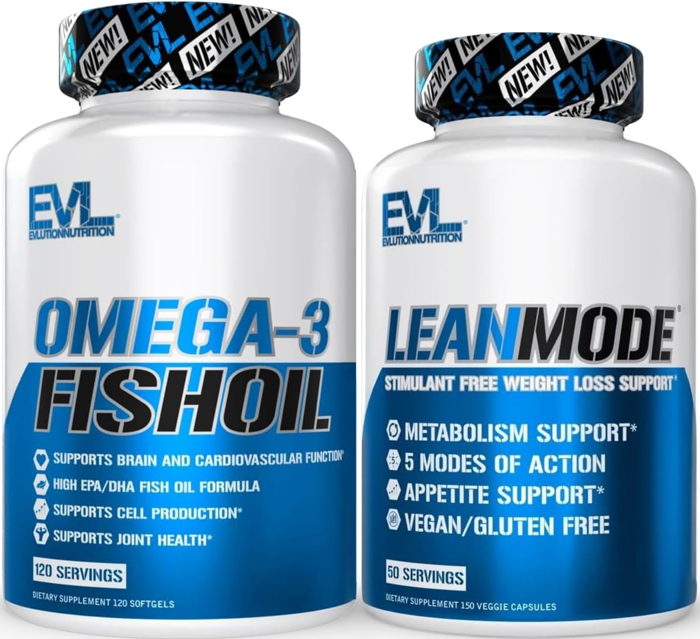 LeanMode Multipurpose Fat Loss Support Supplement (50 Servings) Plus High Strength Omega 3 Fish Oil (120 Servings)
