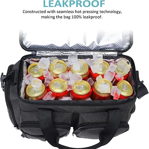 Miniatura 9 de MIER Lonchera para hombres de alta resistencia con 20 latas, bolsa de almuerzo grande aislada a prueba de fugas con múltiples bolsillos para mujeres