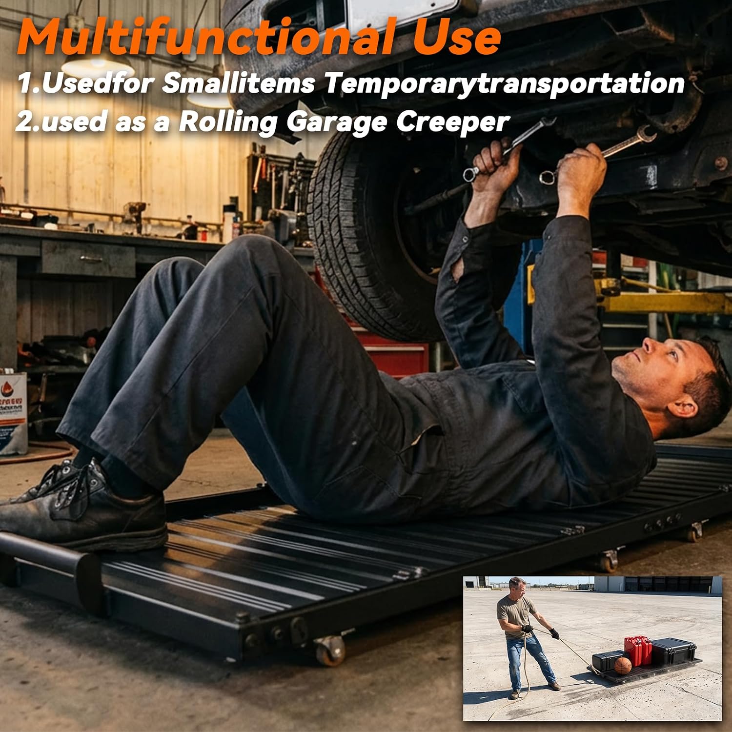 S1 Series Aluminum Truck Bed Organizer Tray with Rollers for Mid-Size Compatible Trucks Tacoma, Ranger, Colorado, Canyon, Frontier,Easy Slide in Truck Bed，No Drilling Installation，Non-Foldable