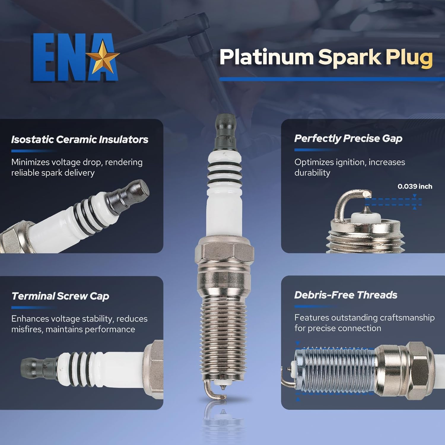 ENA Set of 6 Red Ignition Coil Pack 6 Platinum Spark Plug 3.5L 3.7L V6 Compatible with Lincoln Ford Mustang Edge Explorer F150 Flex Taurus Transit MKS MKT MKX MKZ Replace# for UF553 DG520 SP589 SP520