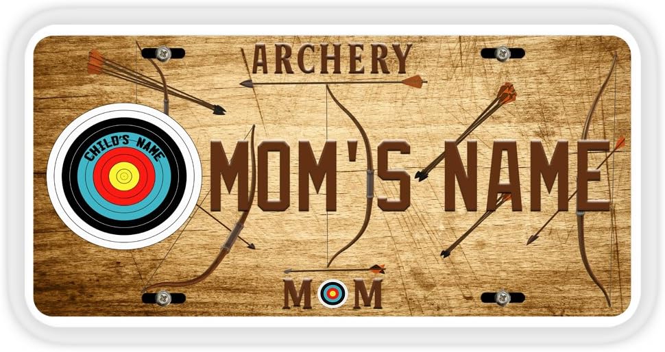 Amazon Com Bleureign Tm Personalized Custom Archery Mom Car Vehicle License Plate Auto Automotive