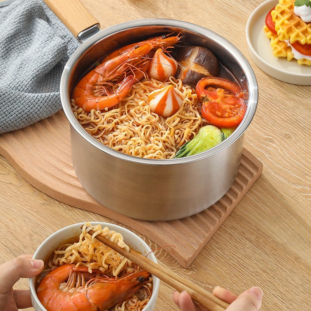 Deep Fryer Pot 304 Stainless Steel Frying Pan with Strainer Basket and Handle,Japanese Tempura Fryer Deep Fryers Frying Pot for Frying Fish Shrimp Chicken and Fries (Silver)