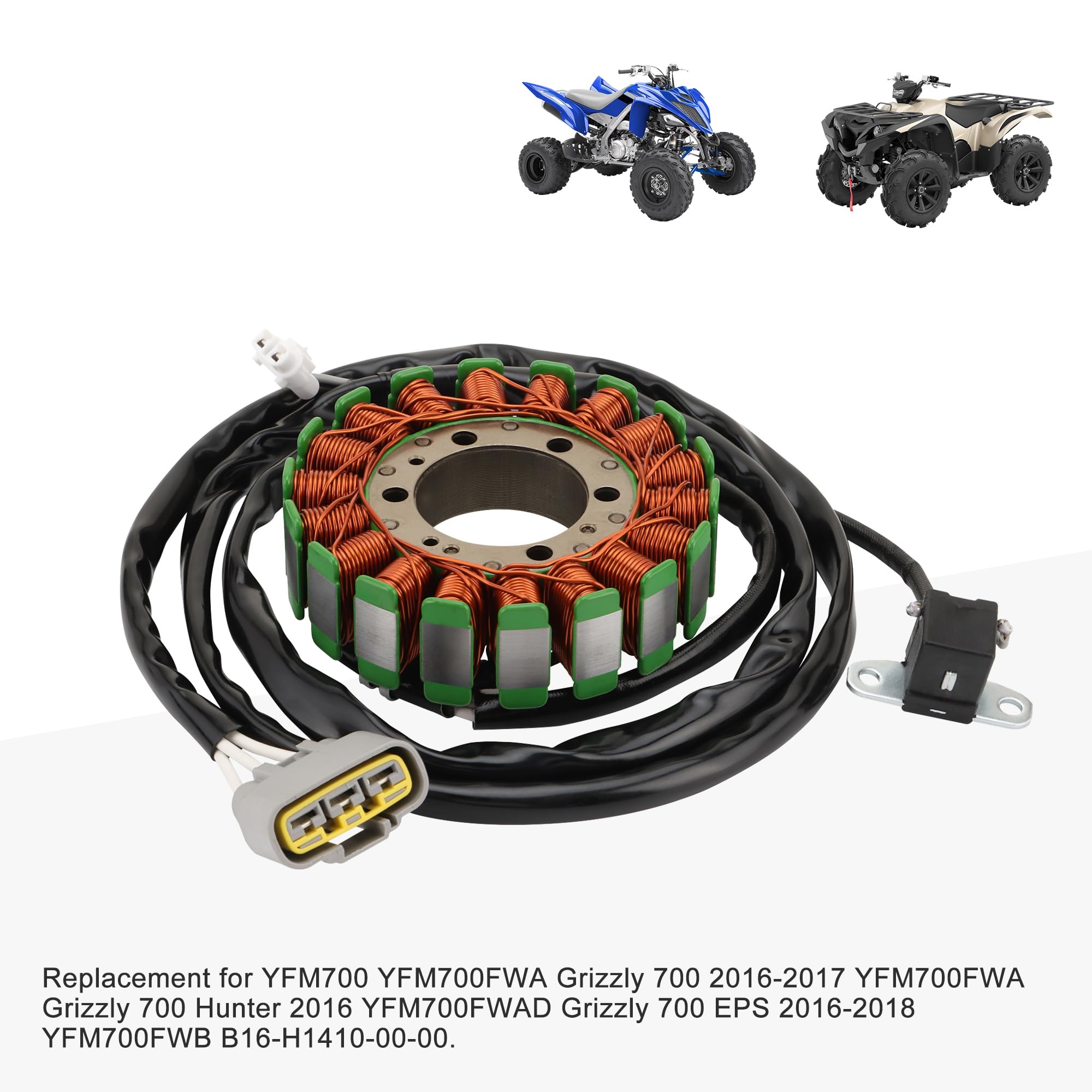 GOOFIT Bobina Statore Magneto Generatore Sostituzione per YFM700 YFM700FWA Grizzly 700 2016-2017 YFM700FWA Grizzly 700 Hunter 2016 YFM700FWAD Grizzly 700 EPS 2016-2018 YFM700FWB B16-H1410-00-00