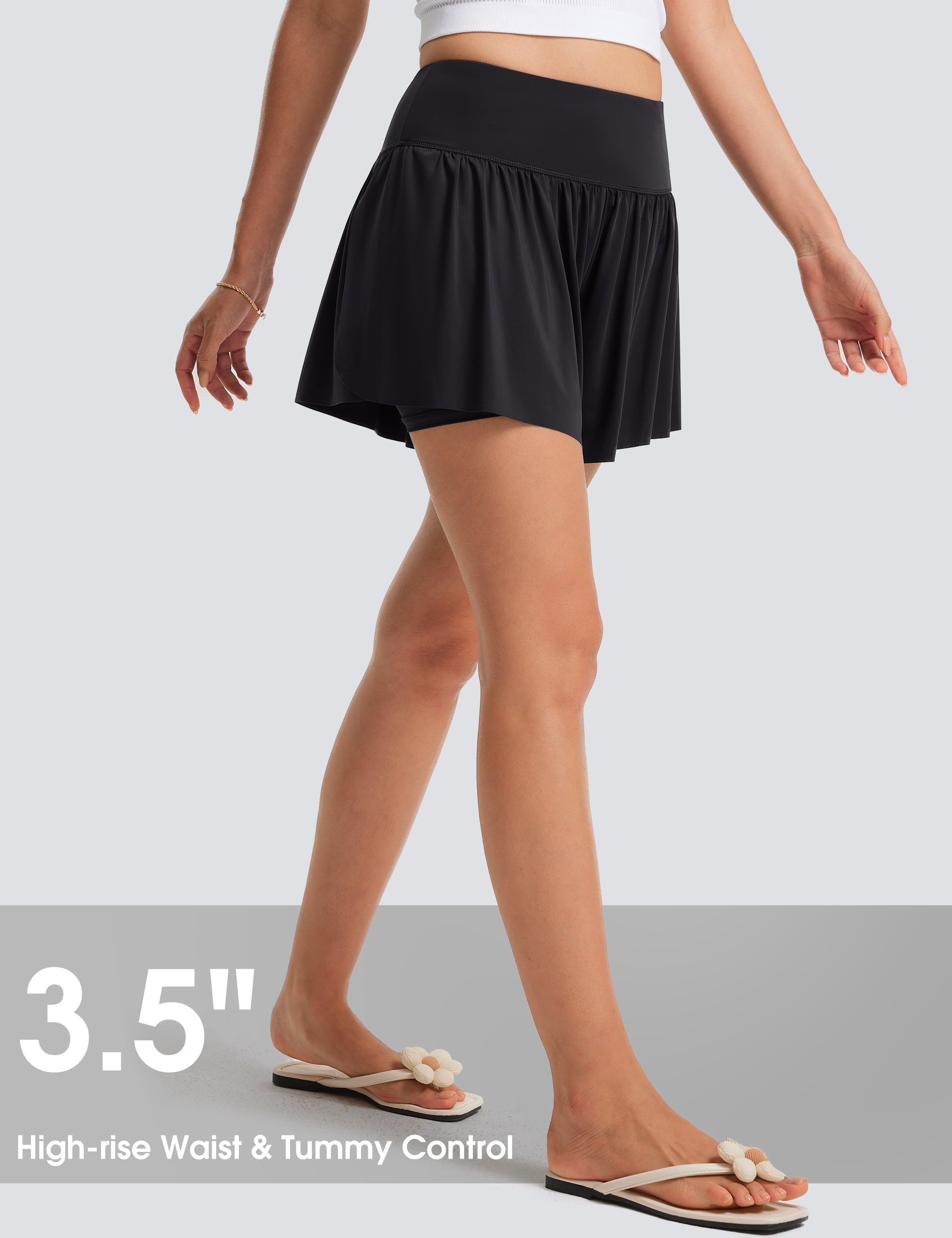 FitsT4 Sports Pantaloncini da bagno da donna a vita alta, gonna da nuoto fluida, UPF50+, pantaloni da bagno con fodera