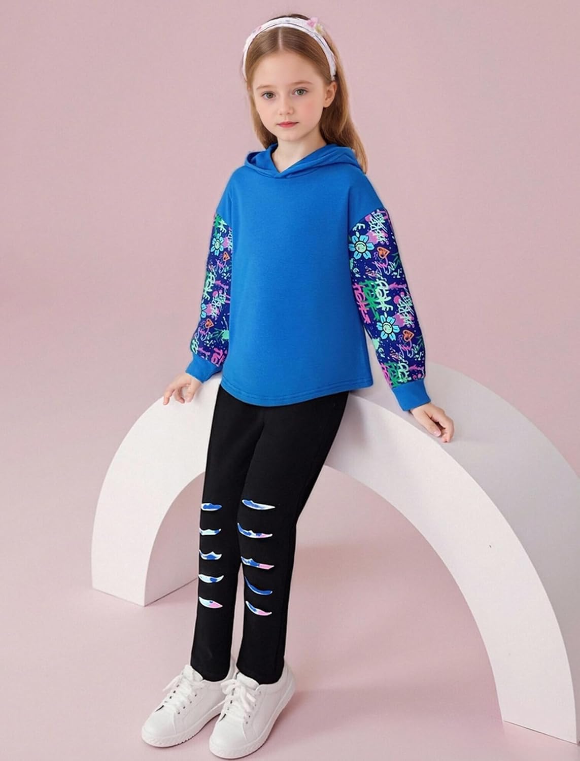 Girls Clothes Long Sleeve Hoodie Tops and Pants 2 Piece Fall Winter Outfits 6-12T - Image 2