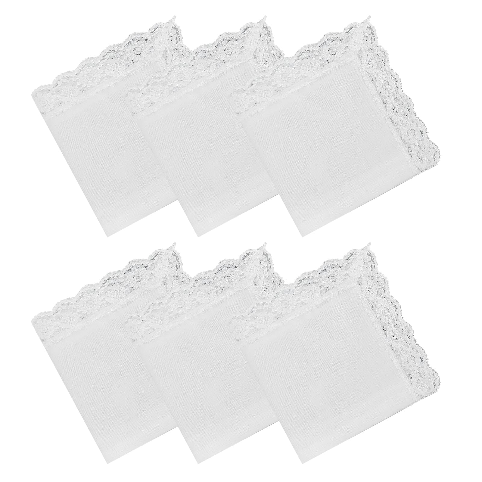 Hxmjied Women's White 6-Piece Cotton Handkerchiefs - Soft, Washable Lace Handkerchiefs For Weddings