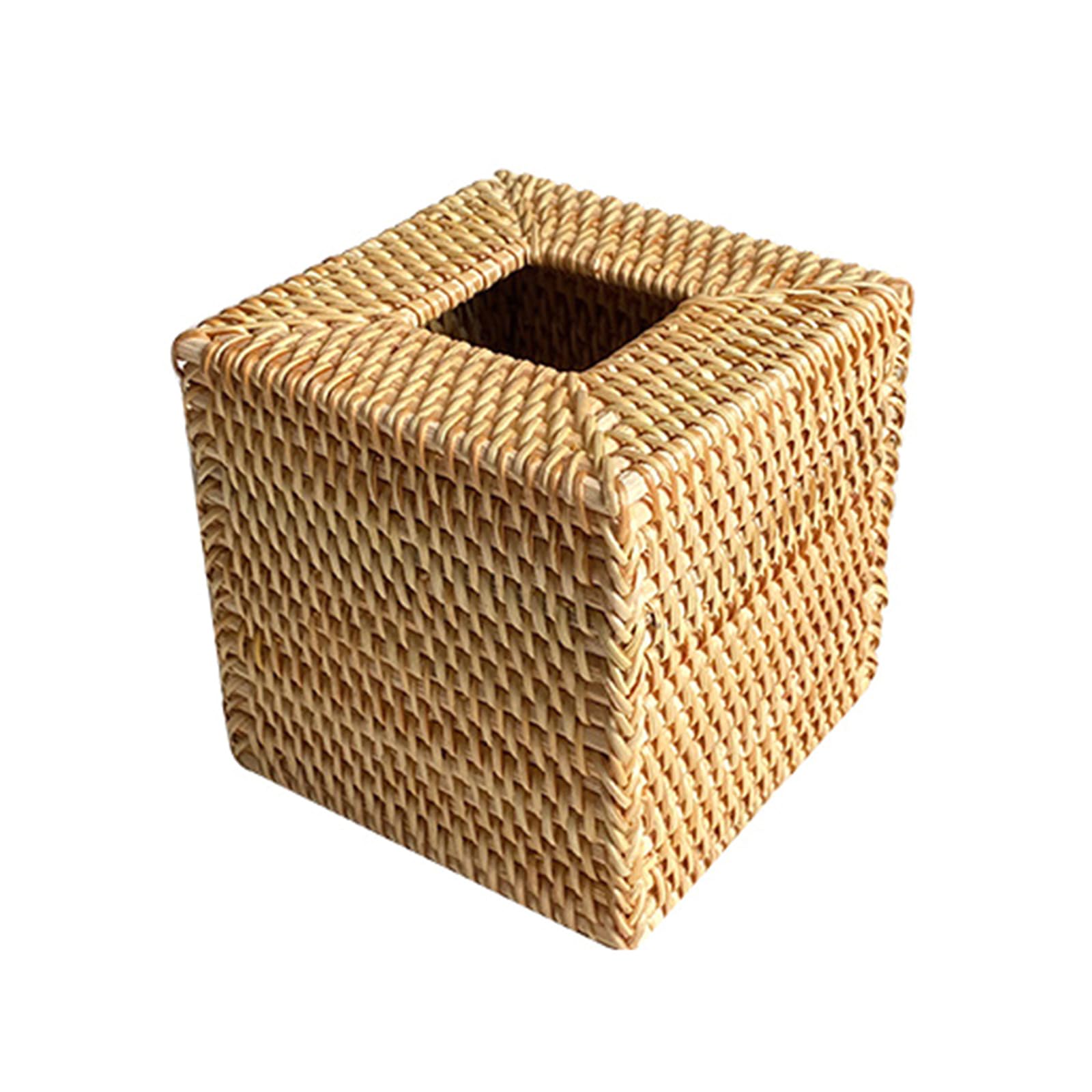 Buxuaaaa D Handwoven Tissue Box Covers With Side Organizers For Living Room Caramels Handwoven Holder Rattan Tissue Covers