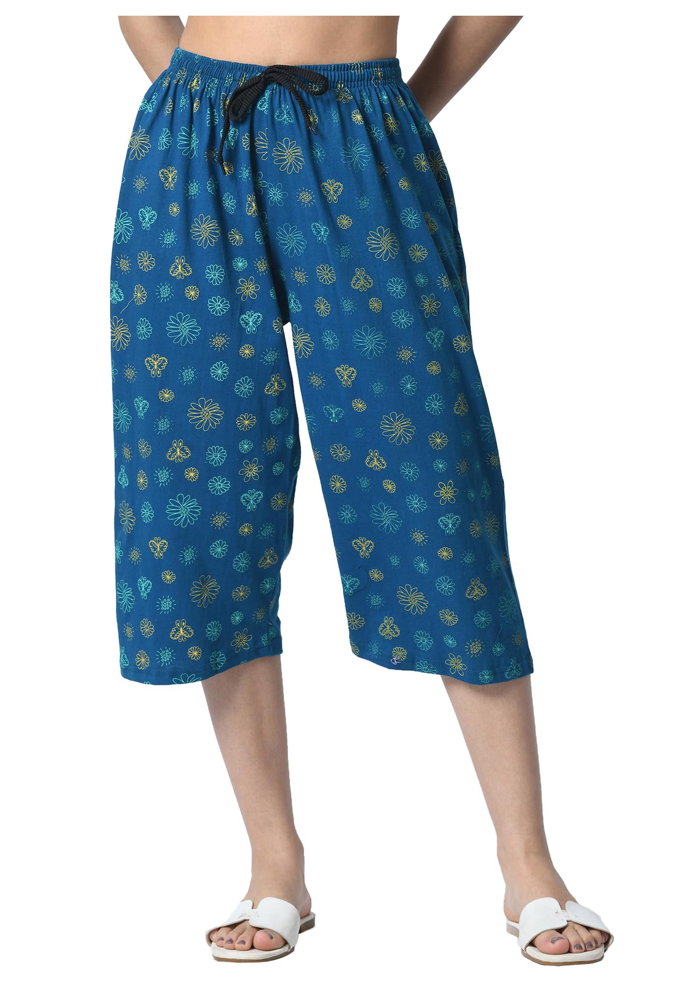 kayu Women’s Cotton Printed Loose Fit Capri Pants with Drawstring Nada and Elastic Waistband, Comfortable Casual Knee-Length Lounge-picture-30
