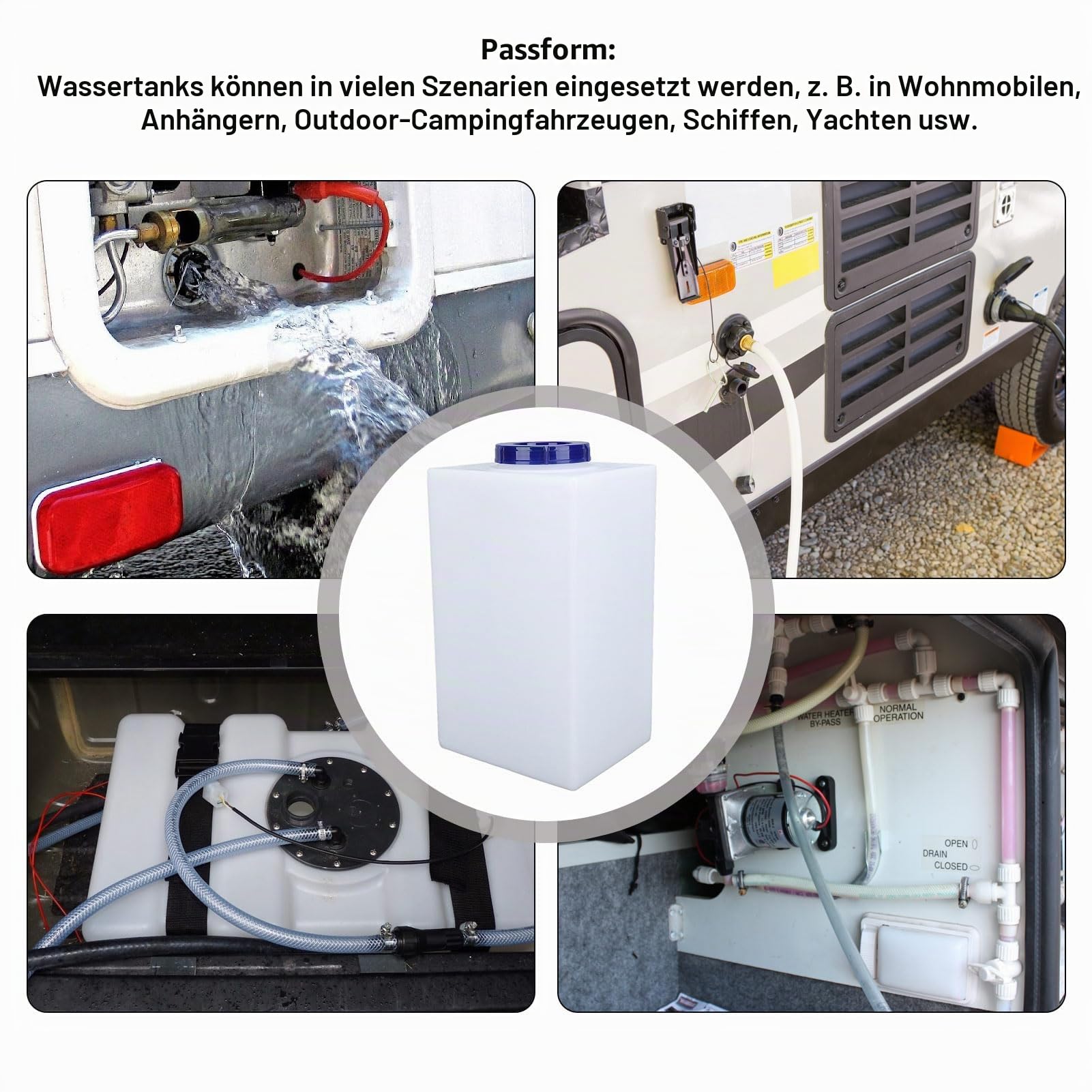 Ausla Frischwassertank für Wohnmobil, LLDPE, 20L/5 Gallonen, für Trinken, Kochen, Reinigen, Duschen, Wohnwagen, 24 x 20 x 40 cm