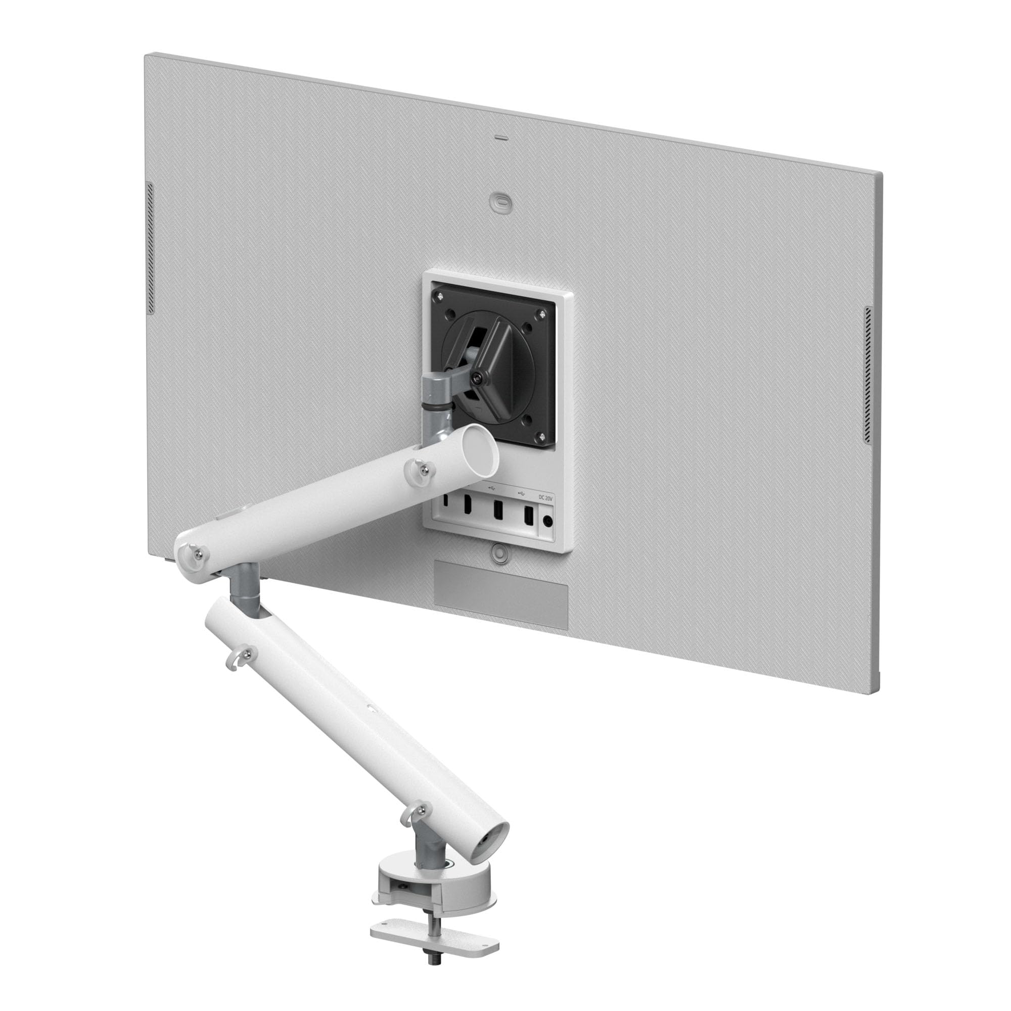 MIRO Supporto da scrivania con braccio singolo per monitor con base con occhielli da 80 mm, braccio regolabile con molla a gas compatibile VESA, gestione dei cavi, adatto a schermi da 17 a 32 pollici