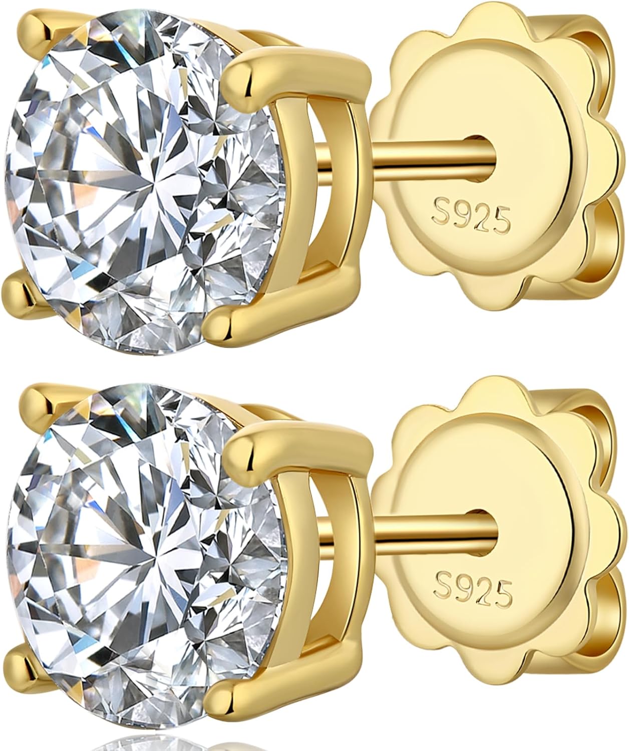 Jiahanzb 925 Sterling Silver Cubic Zirconia Stud Earrings for Women/Men Hypoallergenic Stud Earrings 4MM-8MM