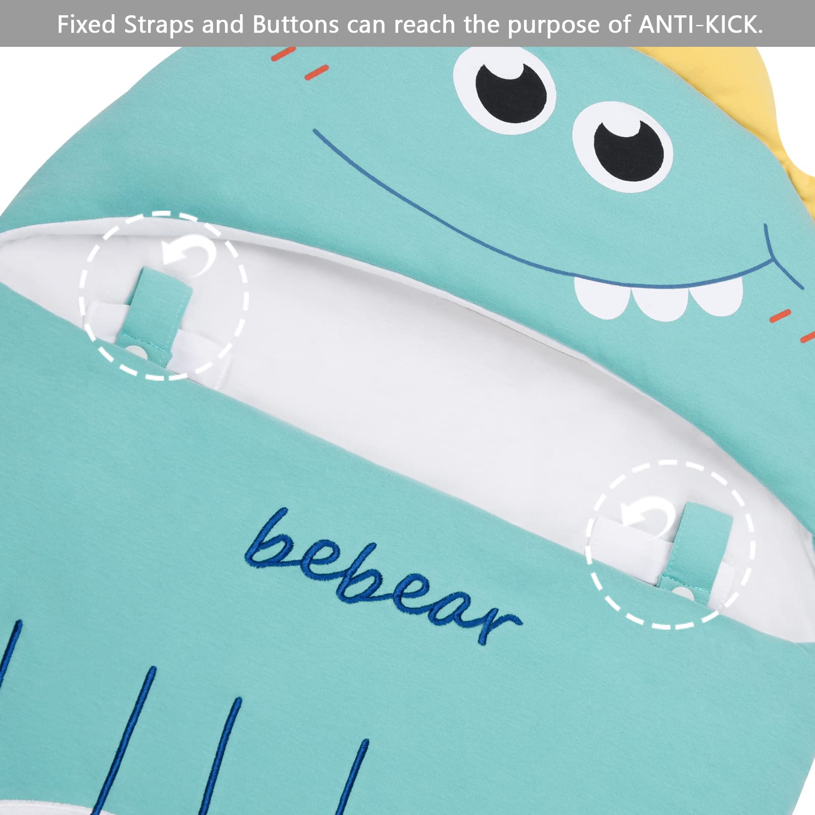 Sacco Nanna Per Neonati 0-18 Mesi - In Cotone, Design Mostriciattolo, Blu Scuro