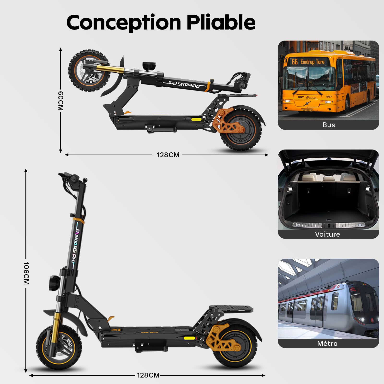 Trottinette Électrique, Adulte Trottinette Pliable, Batterie 48v 20.8Ah, Autonomie Max 70-80KM, Pneus Tout-Terrain 11 Pouces, 3 Modes De Vitesse, Écran Intelligent