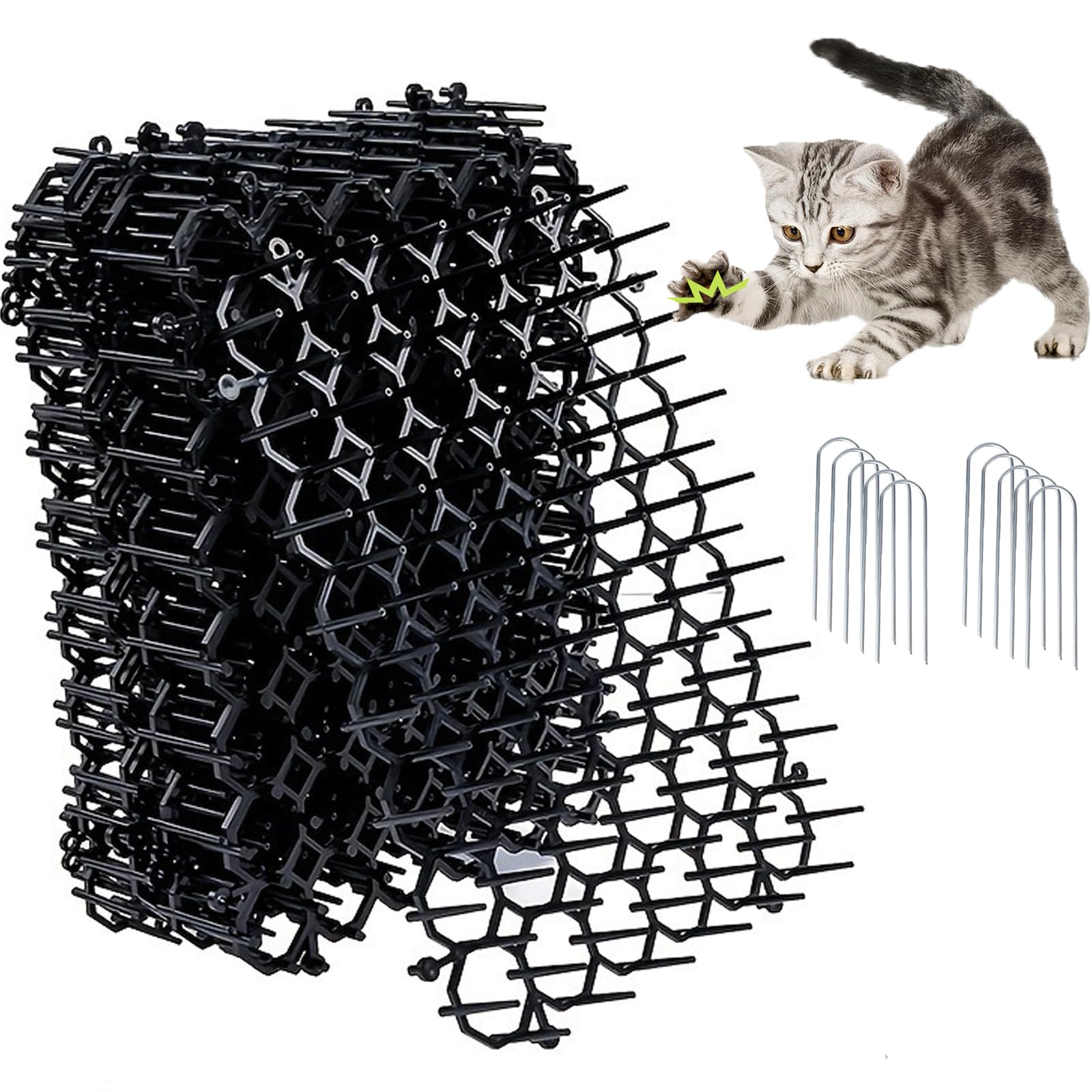 20Pcs Anti Cat Spikes - 15x20CM Plastic Cat Scat Mat with Spikes