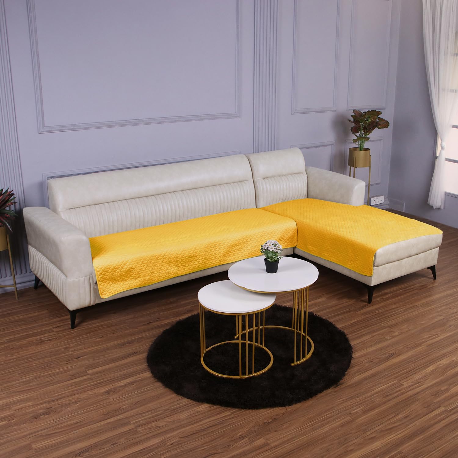 HOKIPO Polyester Quilted Sofa Cover Mats For L Shape And 1/2/3 Seater Sofa. Make Your Own Sofa Cover Set, Mat Length 90(D) X 220(L) Cm, Yellow (In-725-Ylw) (B0D22FZJJC) Amazon Price History, Amazon Price Tracker