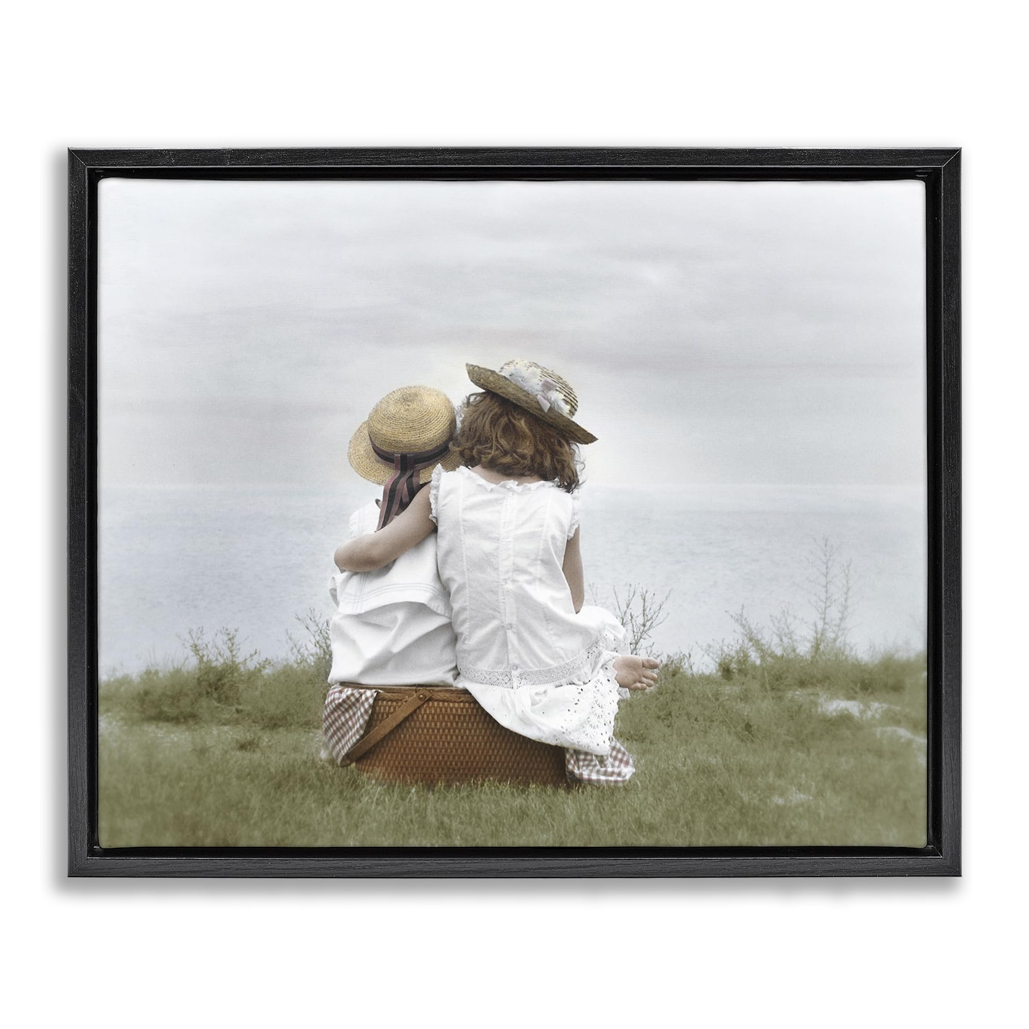 Stupell Industries Jet Black (Matte) 'Friends By The Ocean'| Floating Frame Canvas Art