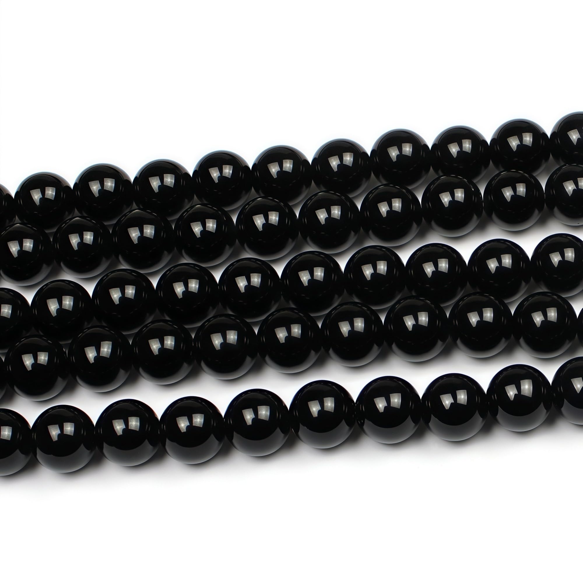 MJDCB 6mm 60 piezas Cuentas de Piedra Ónice Negro Redondas Sueltas Piedras Semipreciosas Naturales para Hacer Joyas Pulseras Collares — view 4
