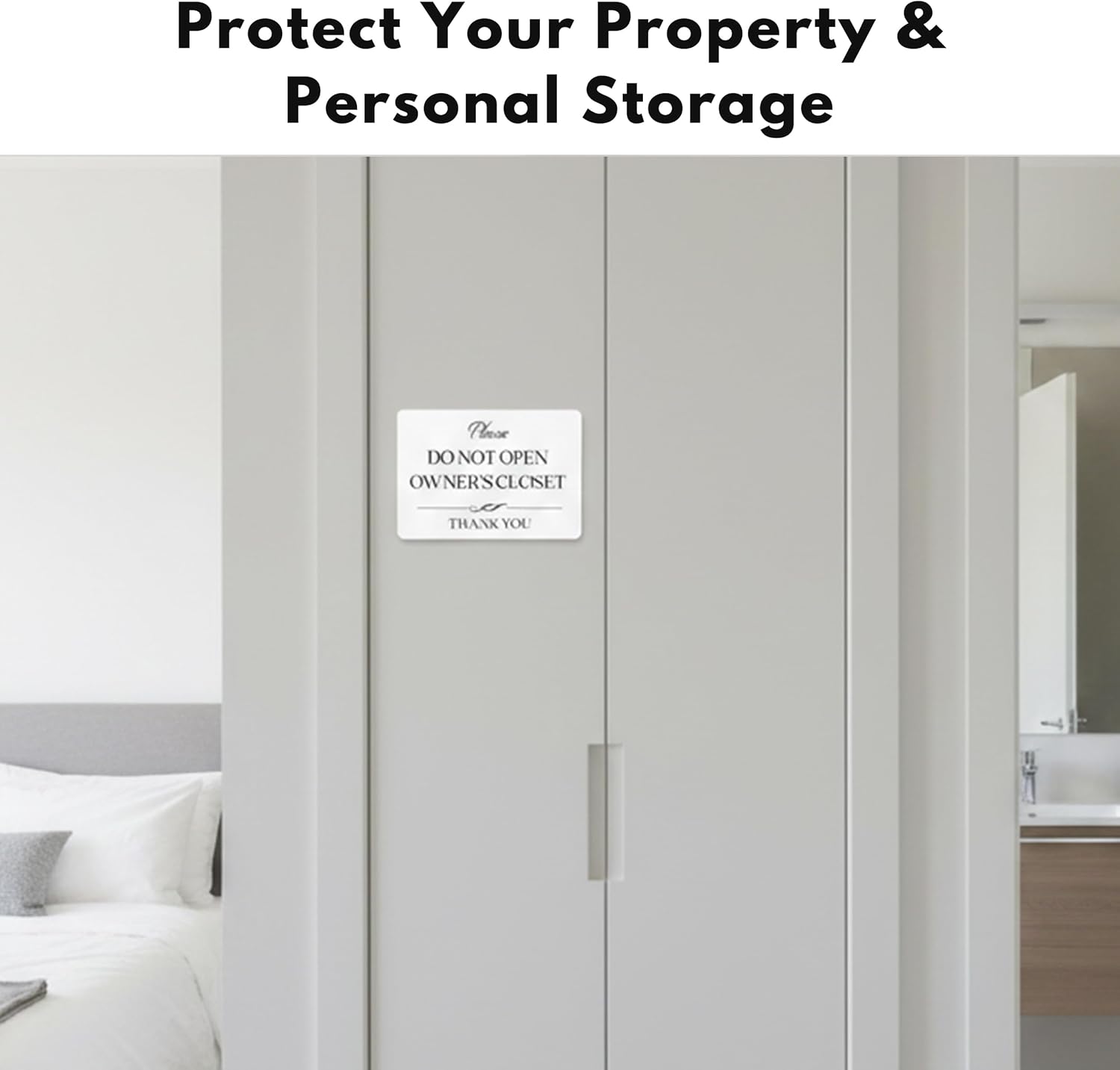 Do Not Open Owner's Closet Sign (2 Pack - White Acrylic 5 x 3.5 in) - Owners Closet Sign - Private Door Sign - Airbnb Essentials for Hosts - Vrbo Essentials for Hosts - Airbnb, Vrbo and Short Term Rental Signs