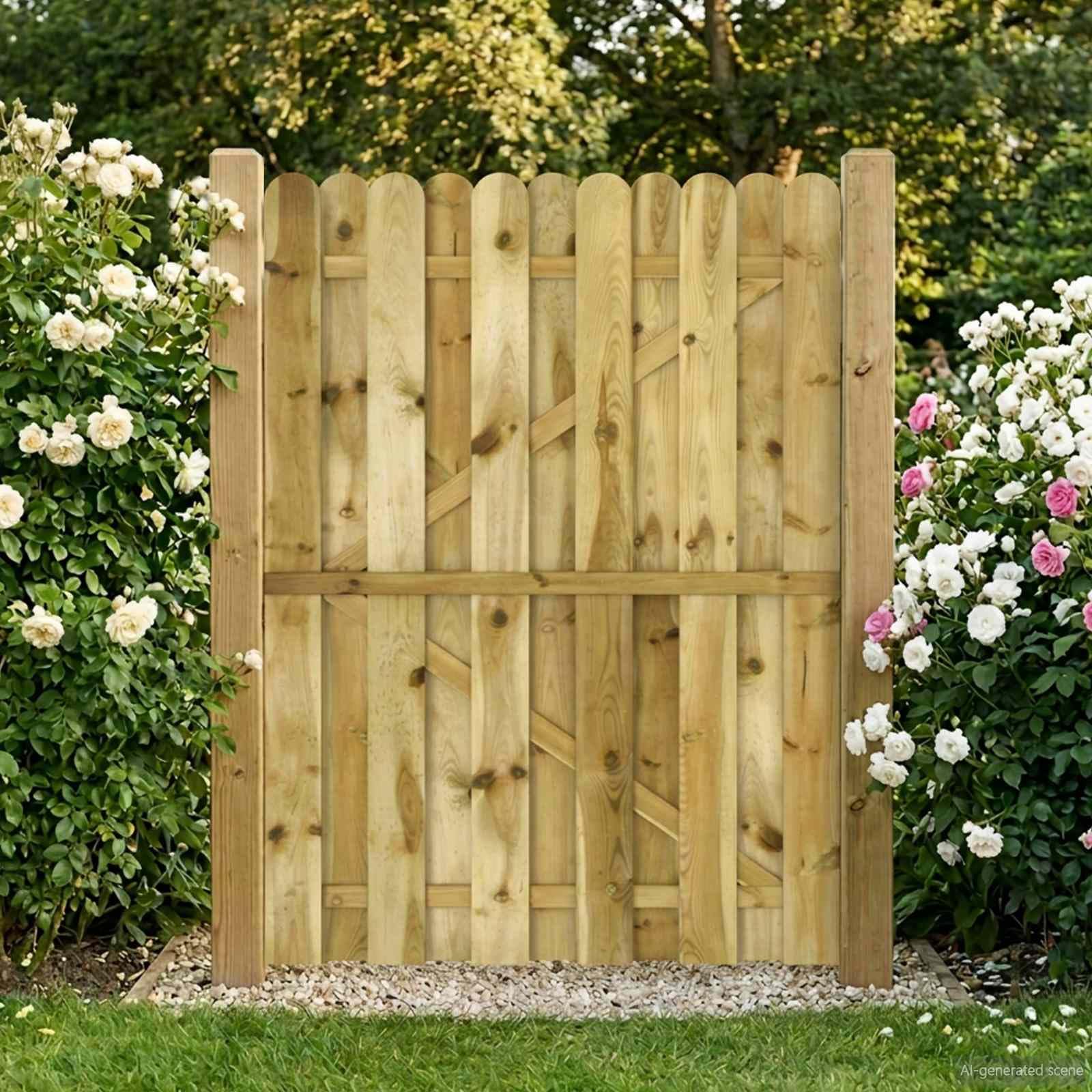 Brama ogrodowa 100 x 150 cm lite drewno sosnowe zielone