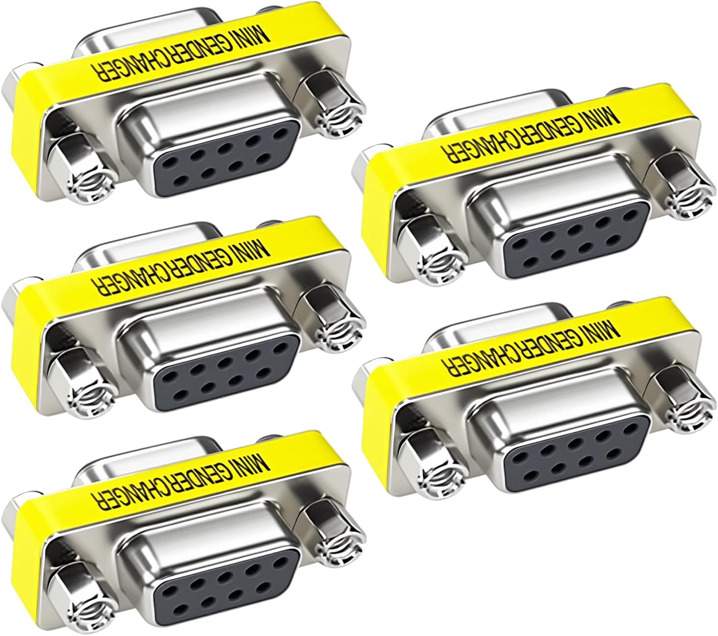 9 Pin RS232 DB9 Male to Female Serial Cable Gender Changer Coupler Mini Adapter Pack of 5
