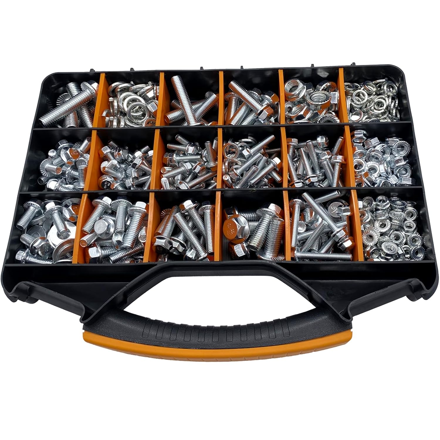 820pcs Metric Flange Bolt Assortment, Hex Bolts and Nuts Kit, M6x1.0, M8x1.25, M10x1.5, M12x1.75(16mm to 50mm) Metric Bolts Assortment, Nuts Washers Kit, White Zinc, 16 Sizes