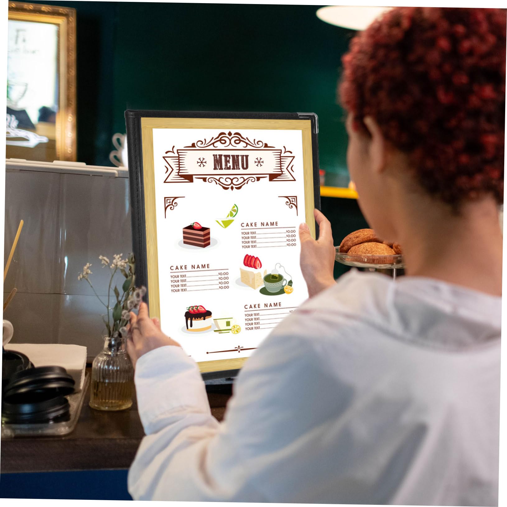 Porta Menù Trasparente in PVC, 6 Pagine 12 Visualizzazioni, Multifunzione per Bevande, per Hotel e Locale