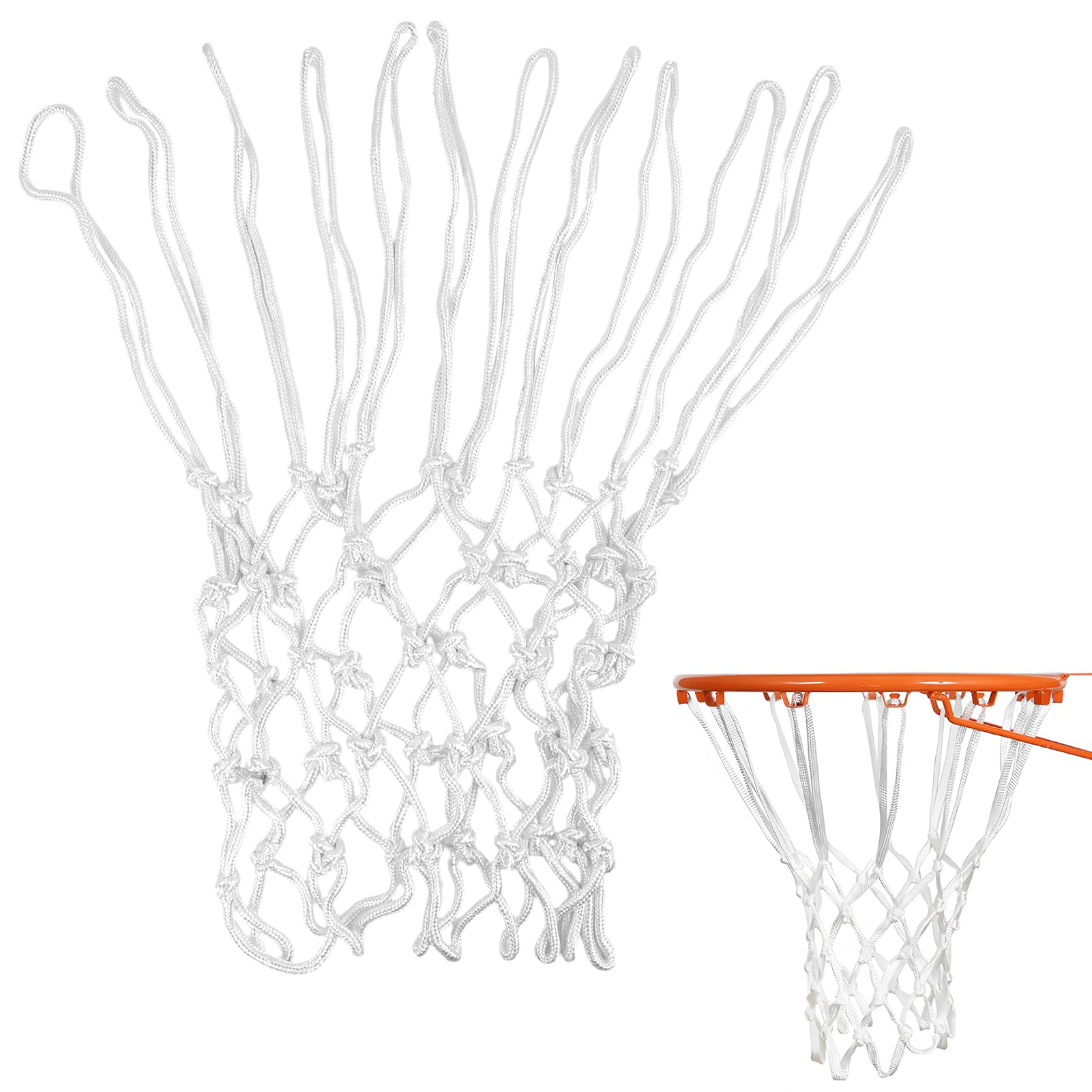 Filet de Basket-Ball de Rechange Résistant aux Intempéries, Compatible avec Paniers Standard Intérieurs et Extérieurs, 12 Boucles, 53,3 cm de Longueur, Polyester Durable
