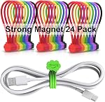 Magnetic Cable Ties, 16 Pack 7.2" Strong Magnetic Cord Ties Cute Cloud Dialogue Design, Silicone Twist Tie with Magnet Reusable 8 Assorted Colors X2 by SOOOEC